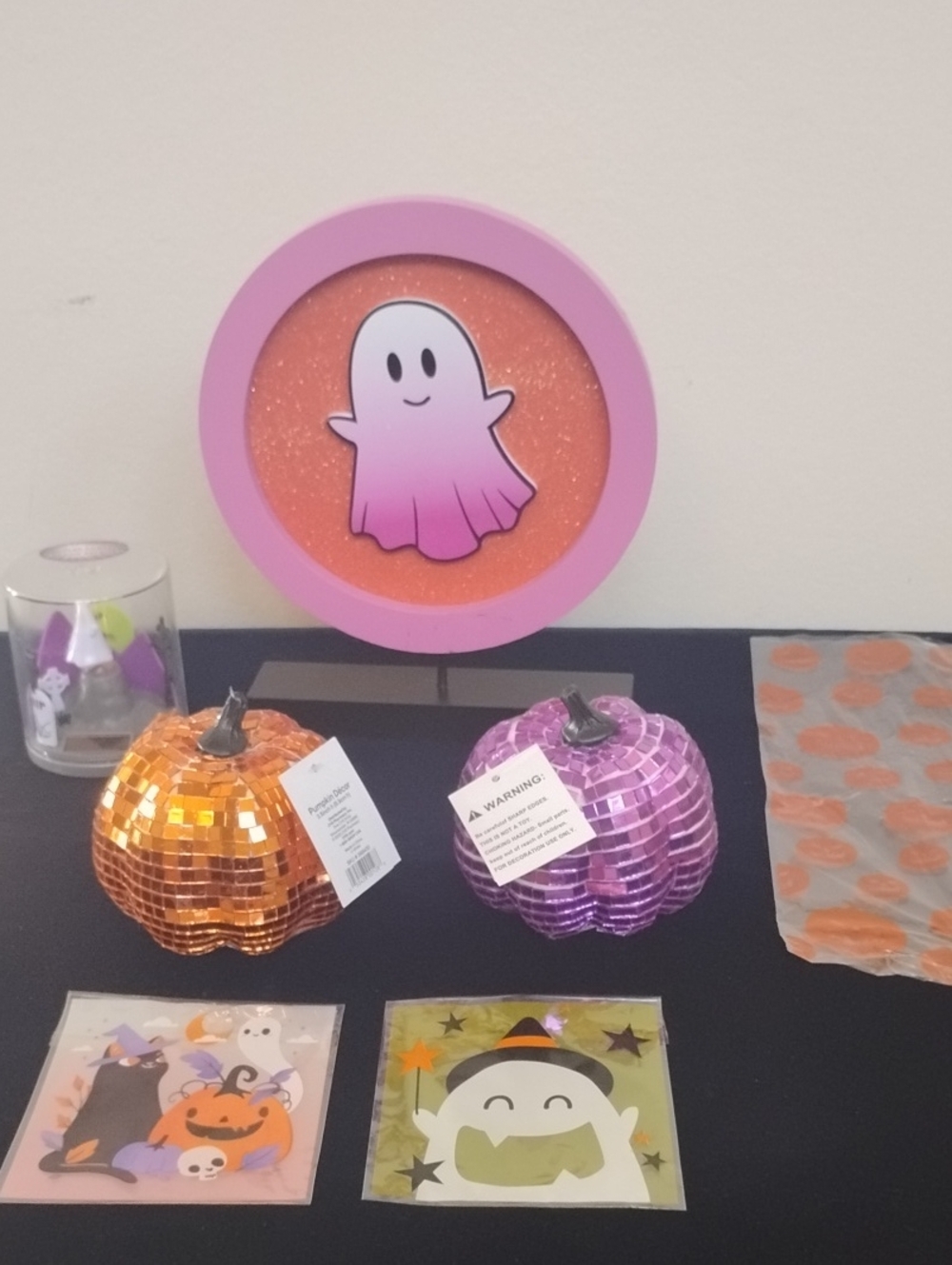 Bundle -NWT Halloween Sequin Pumpkin Party Decors- 7 Items
